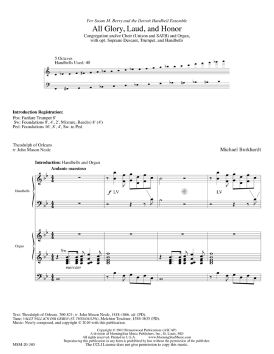 All Glory, Laud, and Honor Choir scores gallery preview page 1