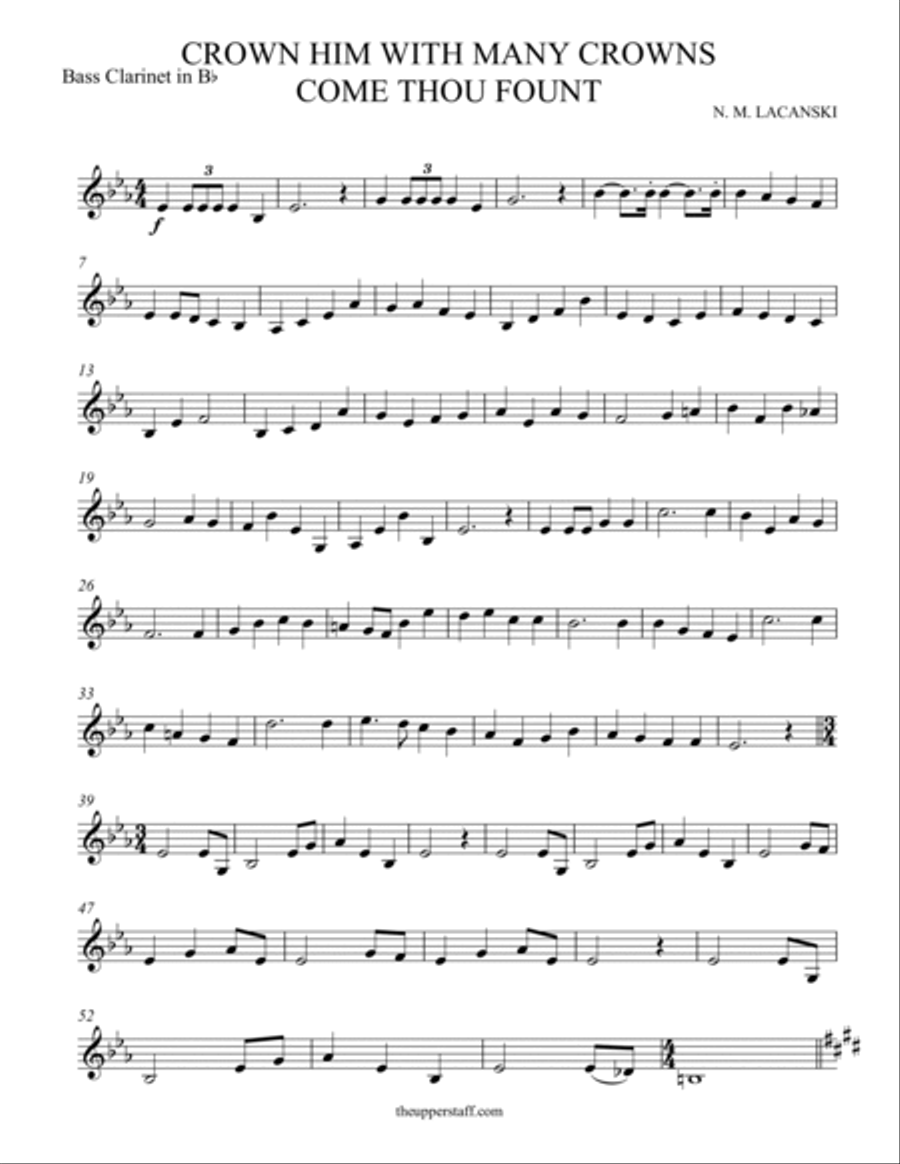 Crown Him With Many Crowns and Come Thou Fount Woodwind Quartet scores gallery preview page 3