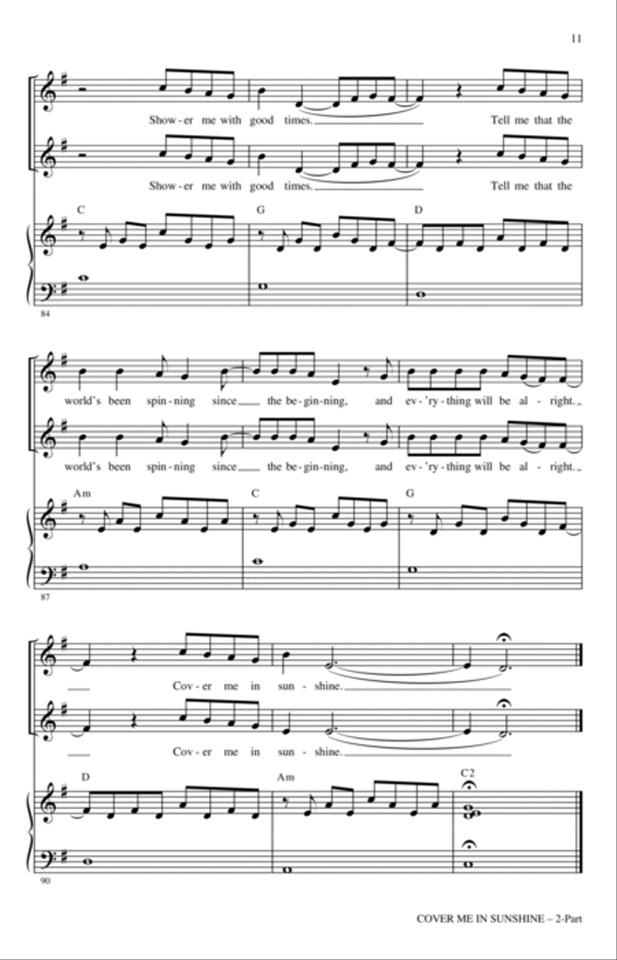 Cover Me In Sunshine (arr. Mac Huff) 2-Part scores gallery preview page 10