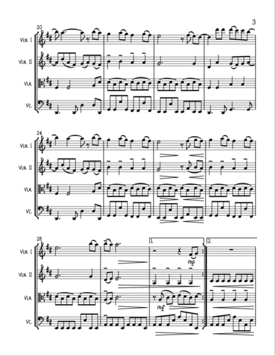 Ten Storey Love Song String Quartet scores gallery preview page 3
