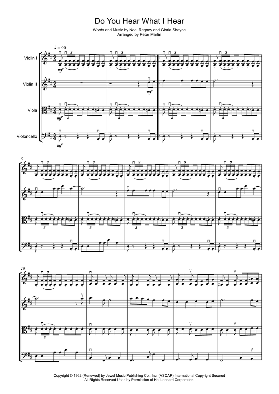 Do You Hear What I Hear String Quartet scores gallery preview page 5