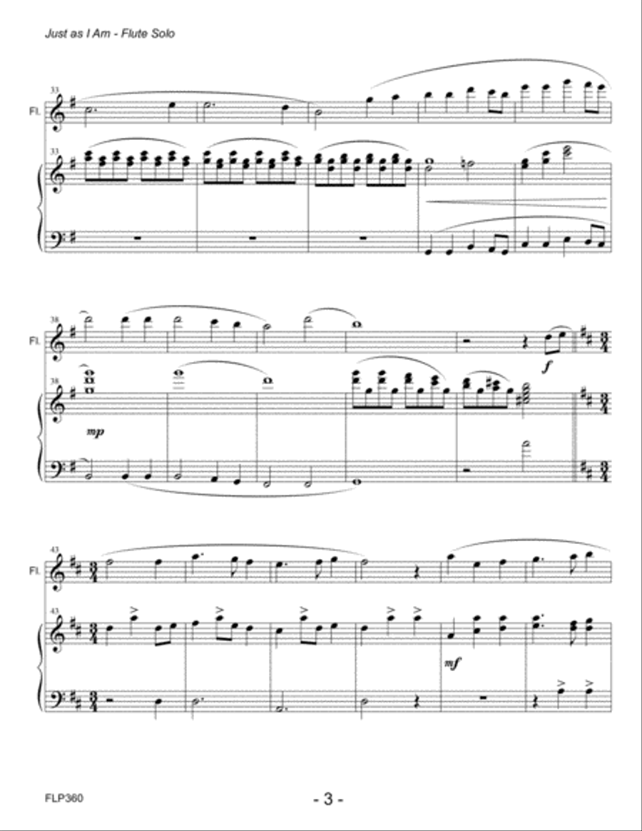 JUST AS I AM - FLUTE SOLO with Piano Accompaniment Flute Solo scores gallery preview page 3
