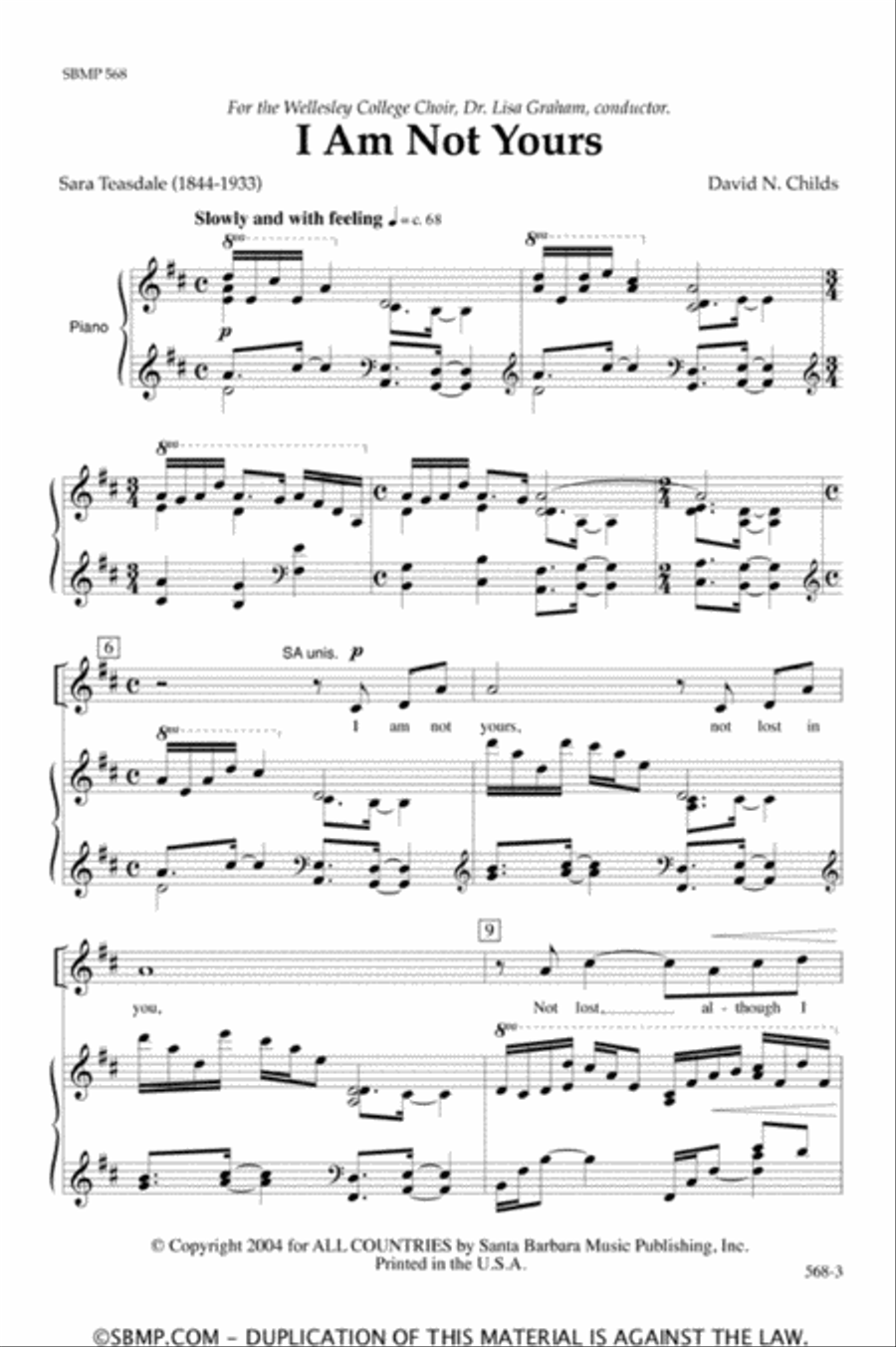I Am Not Yours - SSAA Octavo SSAA scores gallery preview page 2