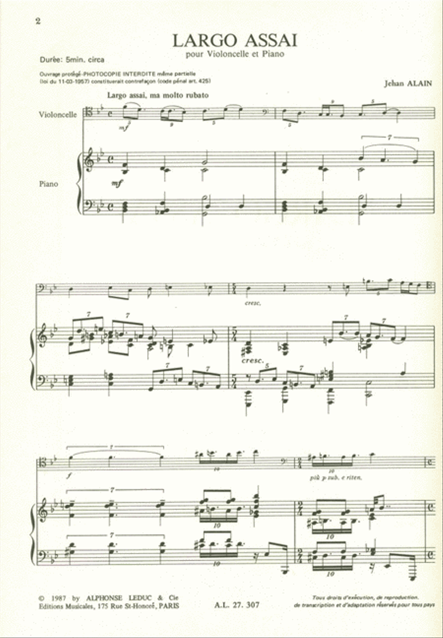 Largo Assai (cello & Piano) Piano Accompaniment scores gallery preview page 2