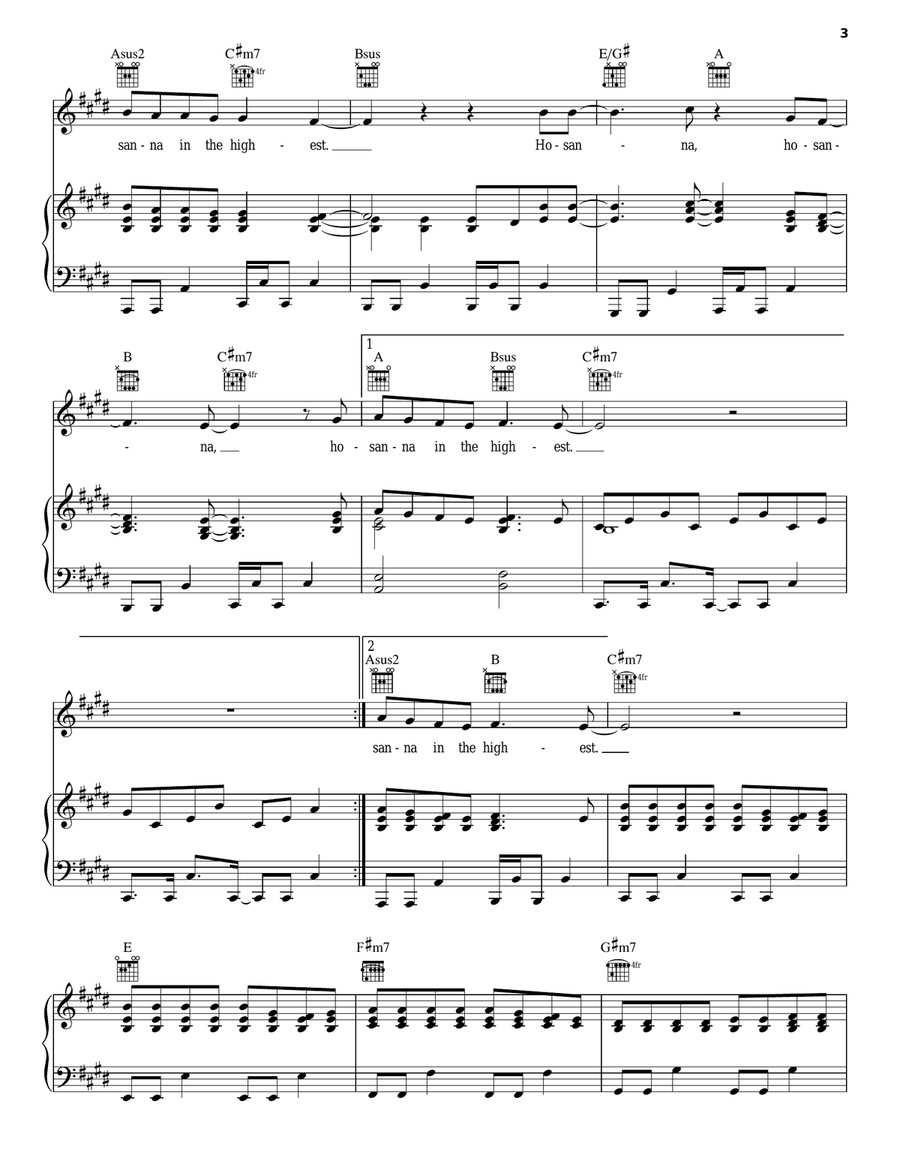 Hosanna Piano, Vocal, Guitar scores gallery preview page 3
