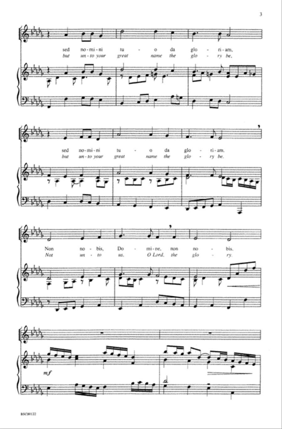Non Nobis Domine (Not Unto Us, O Lord) 2-Part scores gallery preview page 3