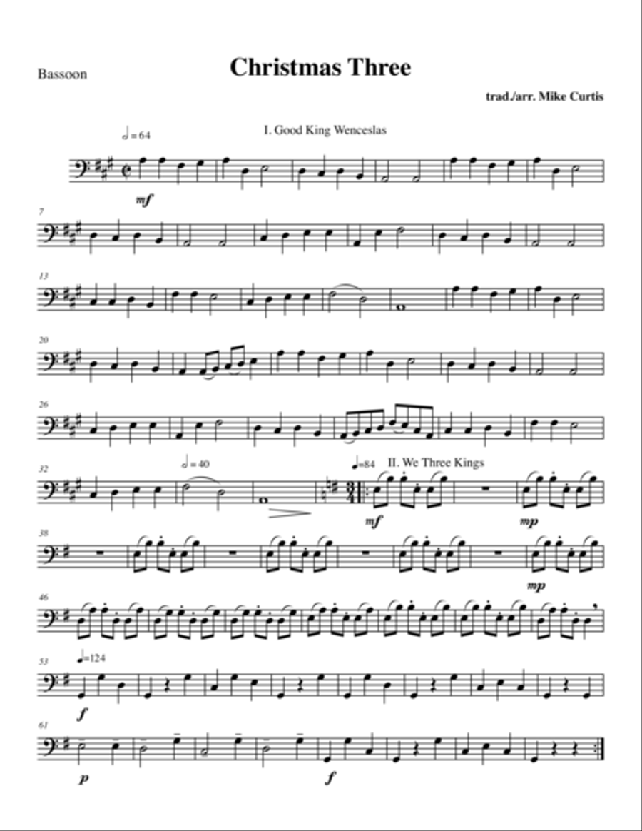 Christmas Three for Woodwind Quartet Woodwind Quartet scores gallery preview page 1