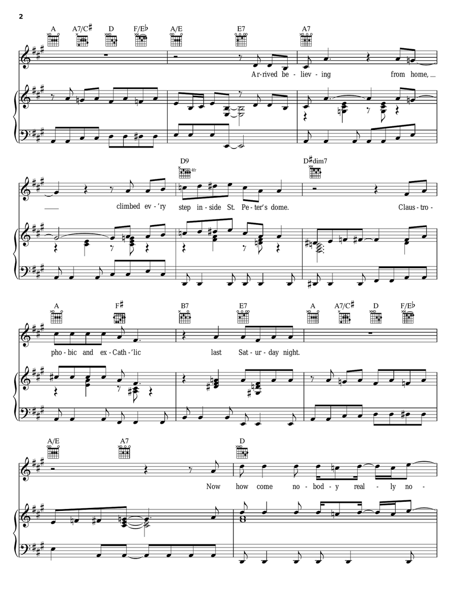 P2 Vatican Blues (Last Saturday Night) Piano, Vocal, Guitar scores gallery preview page 2