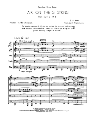 Book cover for Air On The G String - Full Score