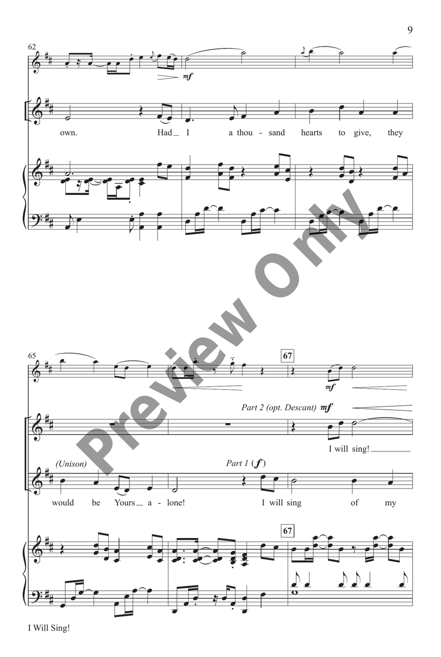 I Will Sing! I Will Sing! Unison Choir scores gallery preview page 9