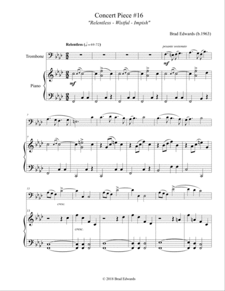 Concert Piece #16 Relentless – Wistful – Impish Trombone Solo scores gallery preview page 4