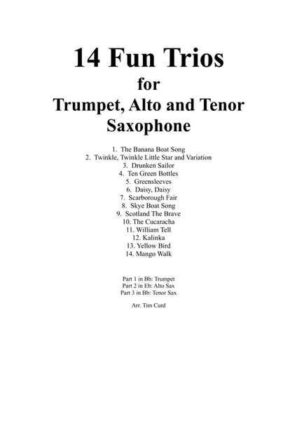 14 Fun Trios For Trumpet, Alto and Tenor Saxophone. image number null