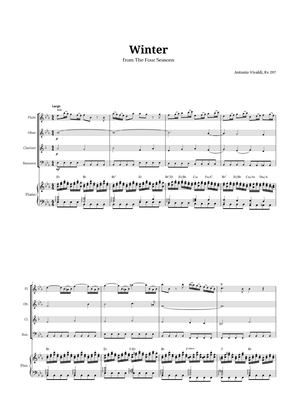Largo from Winter by Vivaldi for Woodwind Quartet and Piano with Chords