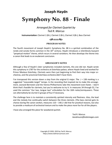 Symphony No. 88 Finale (4th Movement) for Clarinet Quartet image number null