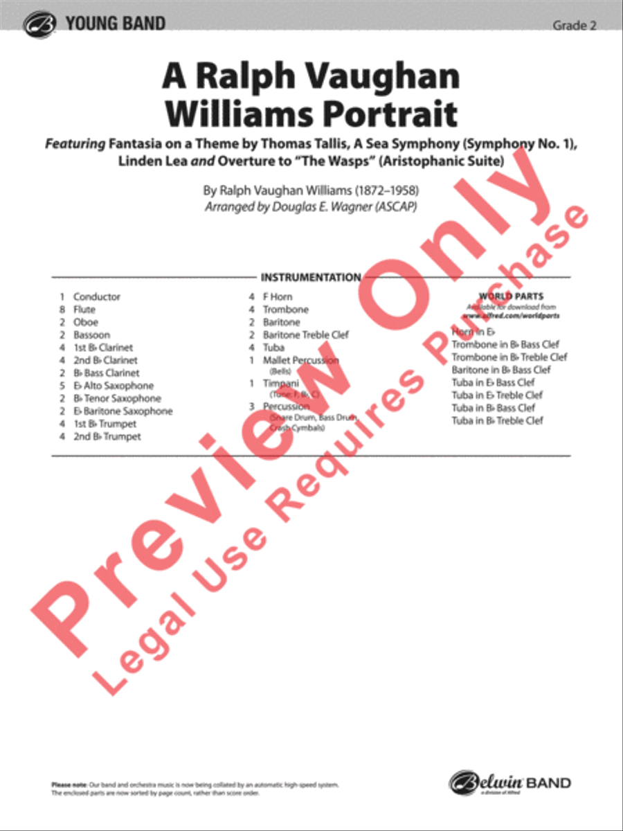 A Ralph Vaughan Williams Portrait Concert Band scores gallery preview page 2