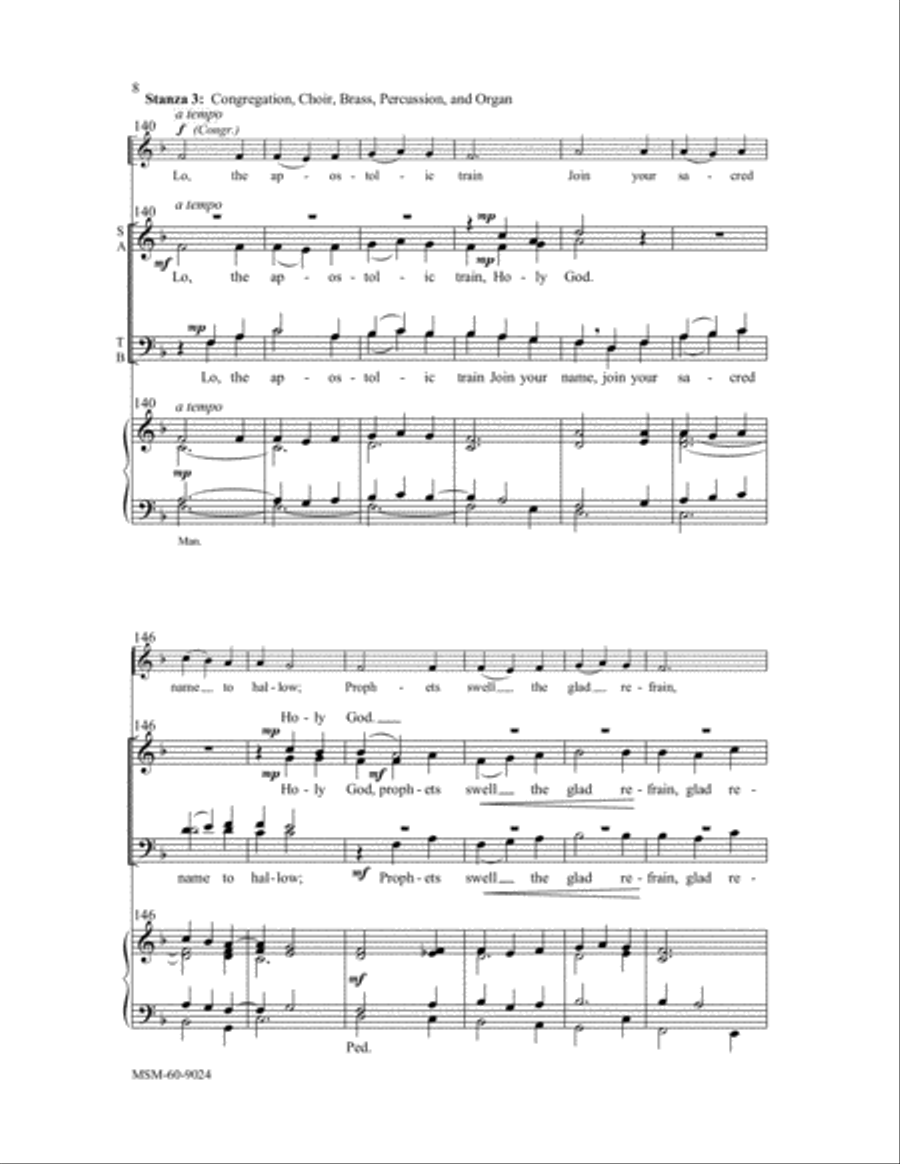 Holy God, We Praise Your Name 4-Part scores gallery preview page 5