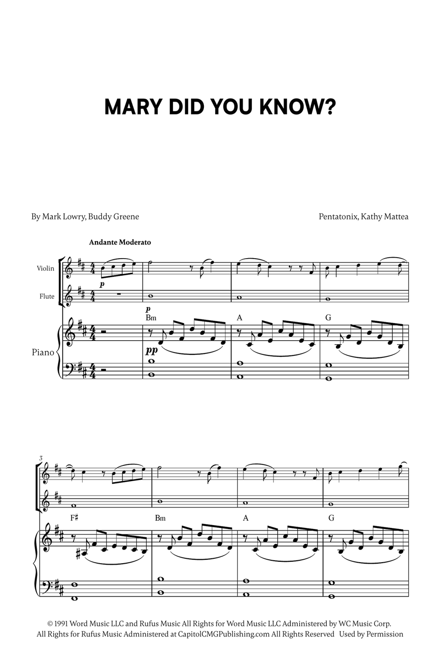 Mary, Did You Know? Flute scores gallery preview page 1