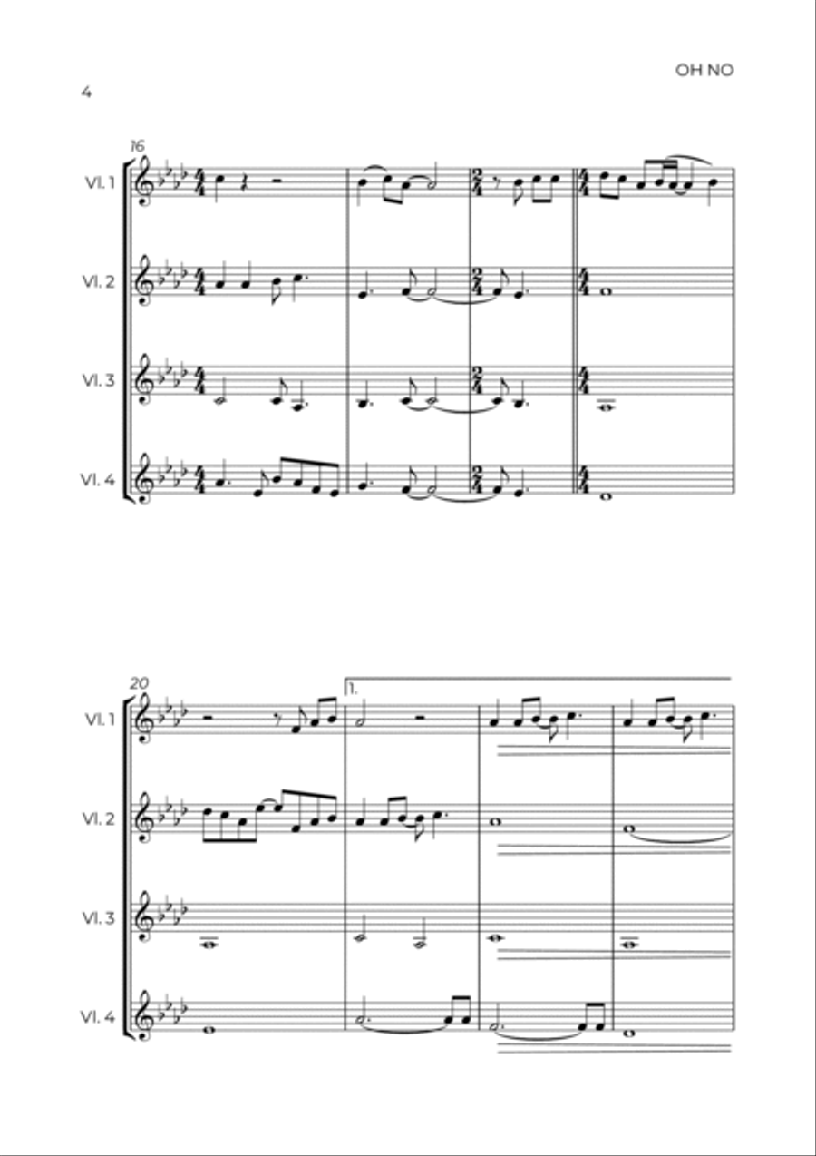 Oh No String Quartet scores gallery preview page 4