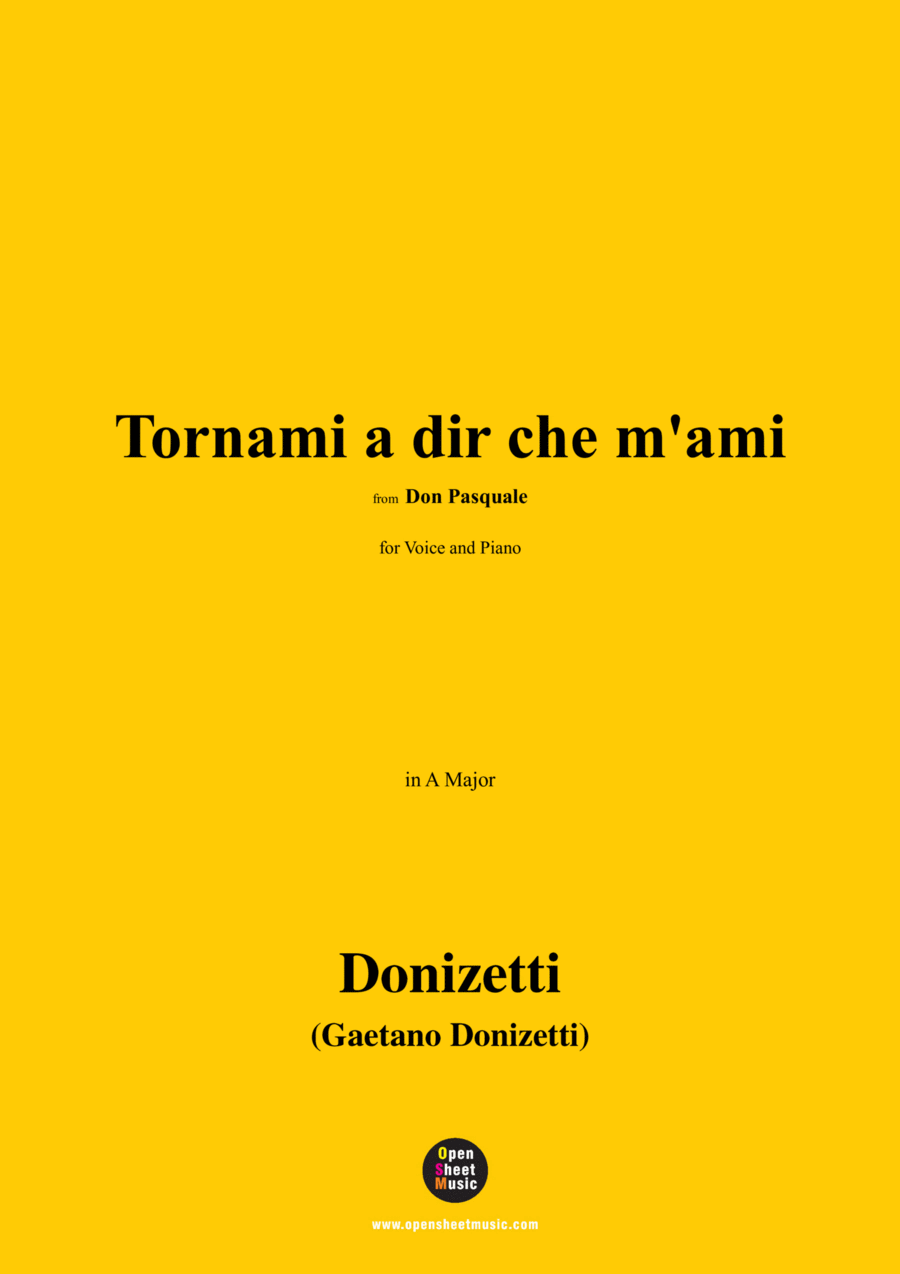 Donizetti-Tornami a dir che m'ami(Act III),from 'Don Pasquale',in A Major Voice scores gallery preview page 1
