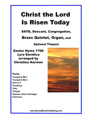 Book cover for Christ the Lord Is Risen Today - SATB, Descant, Congregation, Brass Quintet, and Organ