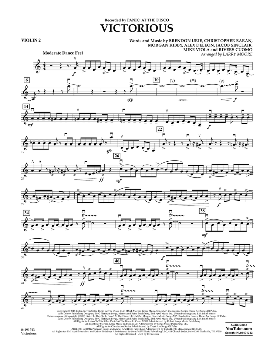 Victorious - Violin 2 Victorious - Violin 2 Orchestra scores gallery preview page 1