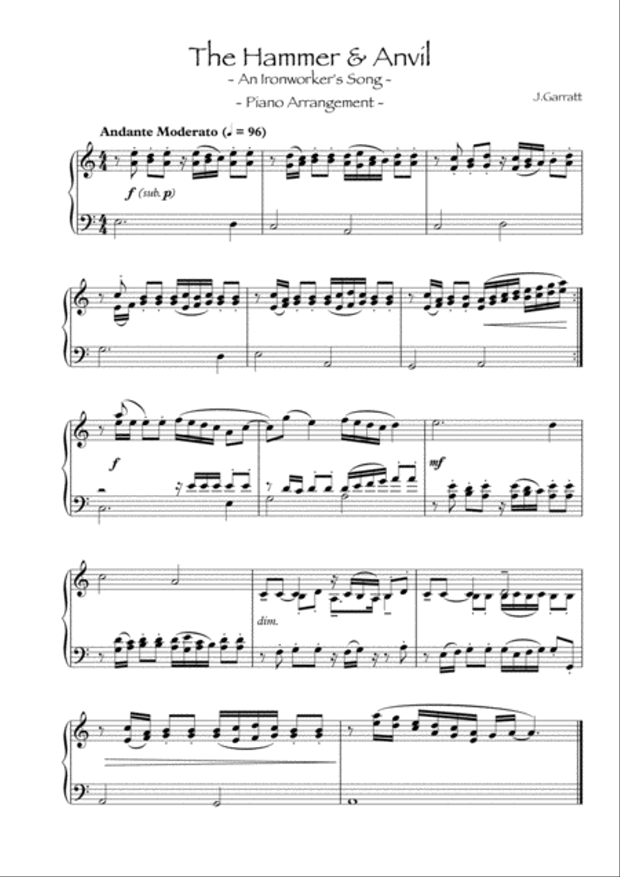 The Hammer & Anvil (Piano Arrangement) Piano Solo scores gallery preview page 1