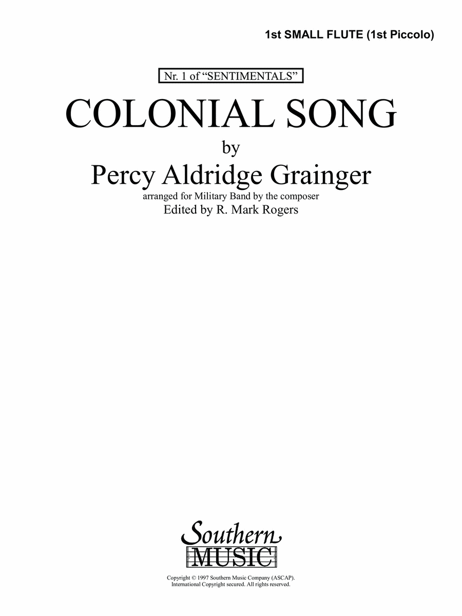 Colonial Song - Piccolo 1 Concert Band scores gallery preview page 1