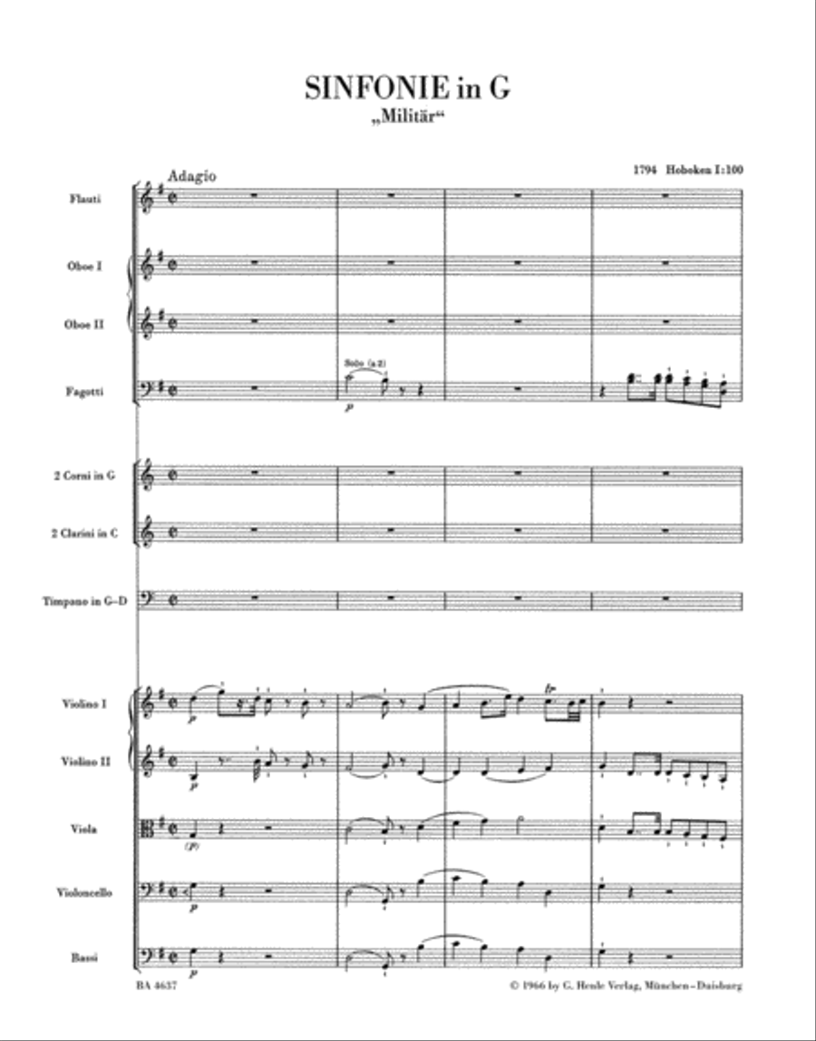Symphony G major Hob. I:100 'Military' Orchestra scores gallery preview page 2