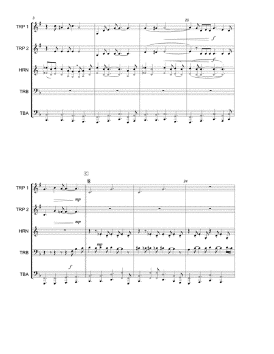 Walkin' After Midnight Brass Quintet scores gallery preview page 4