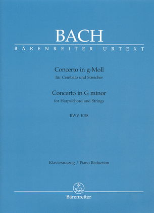 Book cover for Concerto for Harpsichord and Strings g minor BWV 1058