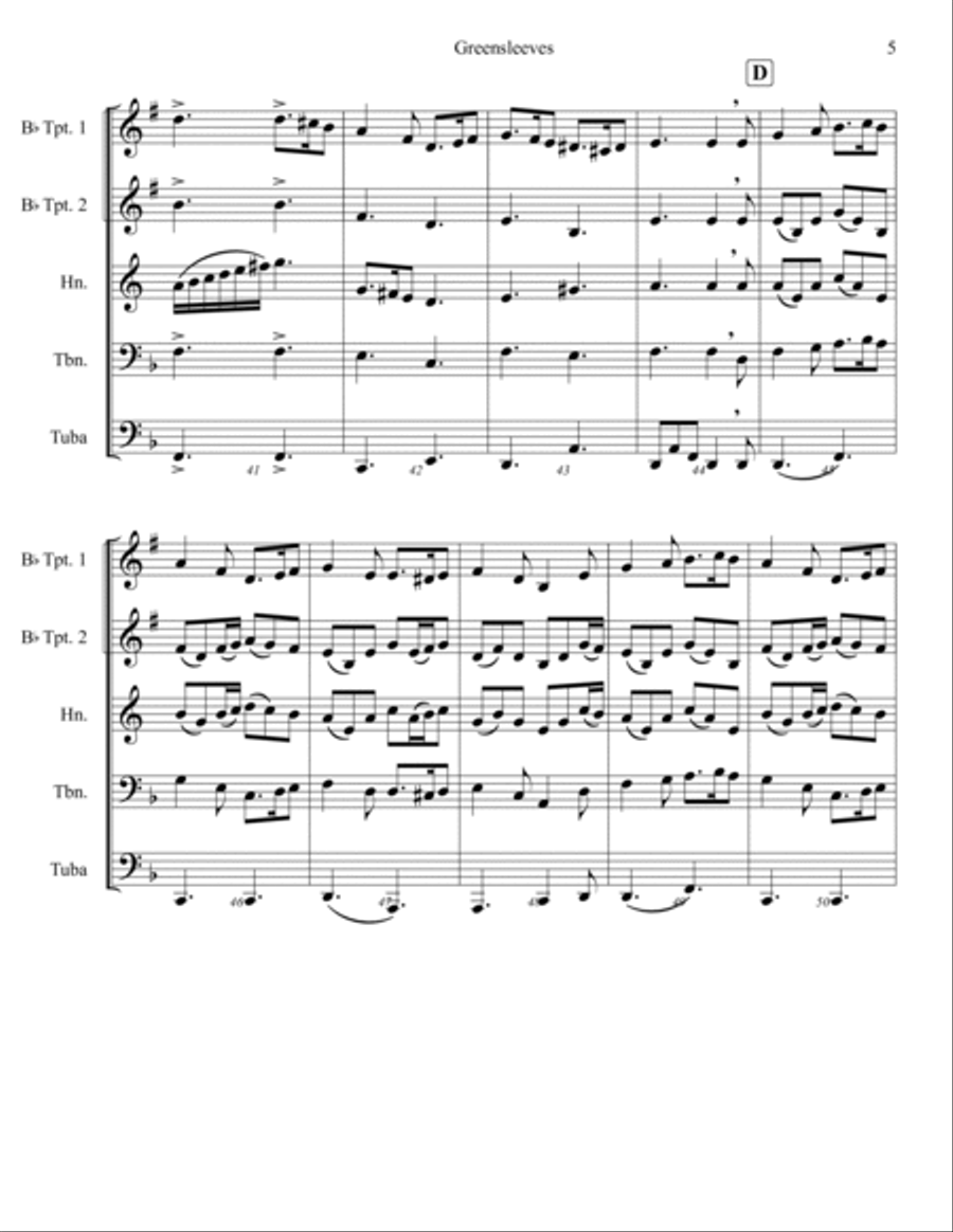 Greensleeves Greensleeves Brass Ensemble scores gallery preview page 6