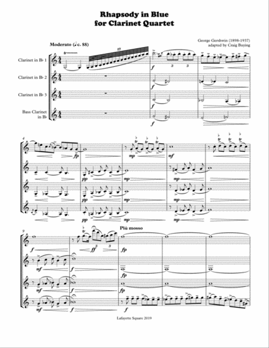 Rhapsody In Blue Woodwind Quartet scores gallery preview page 2