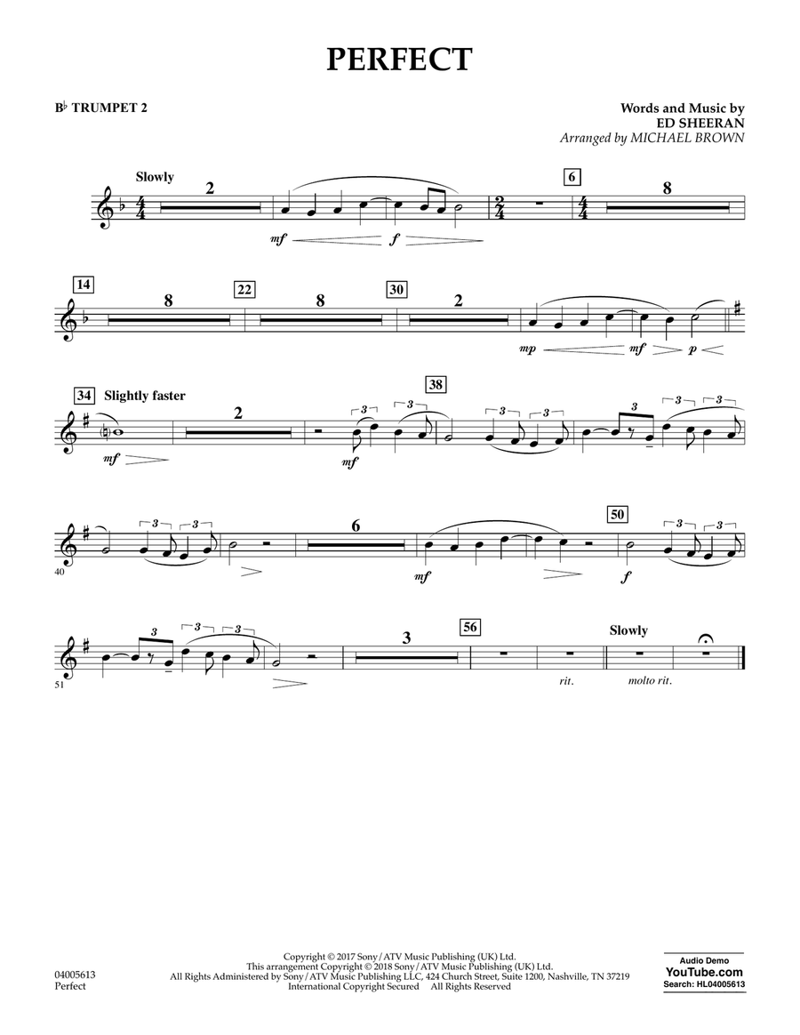 Perfect (arr. Michael Brown) - Bb Trumpet 2