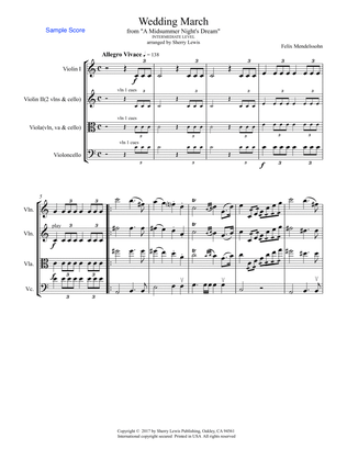 WEDDING MARCH Mendelssohn, String Trio, Intermediate Level for two violins and cello, or violin, vio