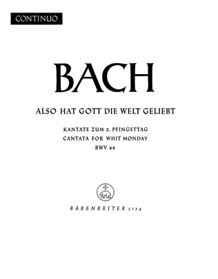 Book cover for Also hat Gott die Welt geliebt, BWV 68