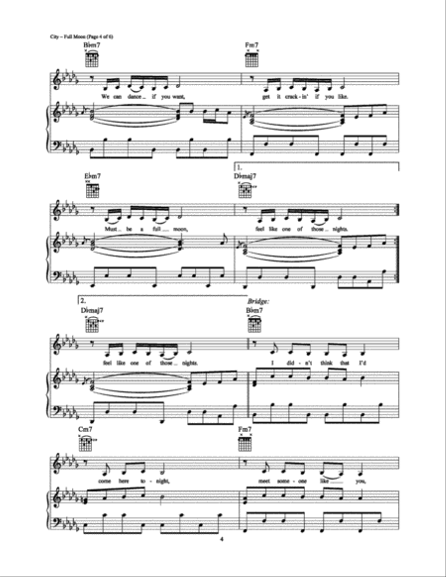 Full Moon Piano, Vocal, Guitar scores gallery preview page 4