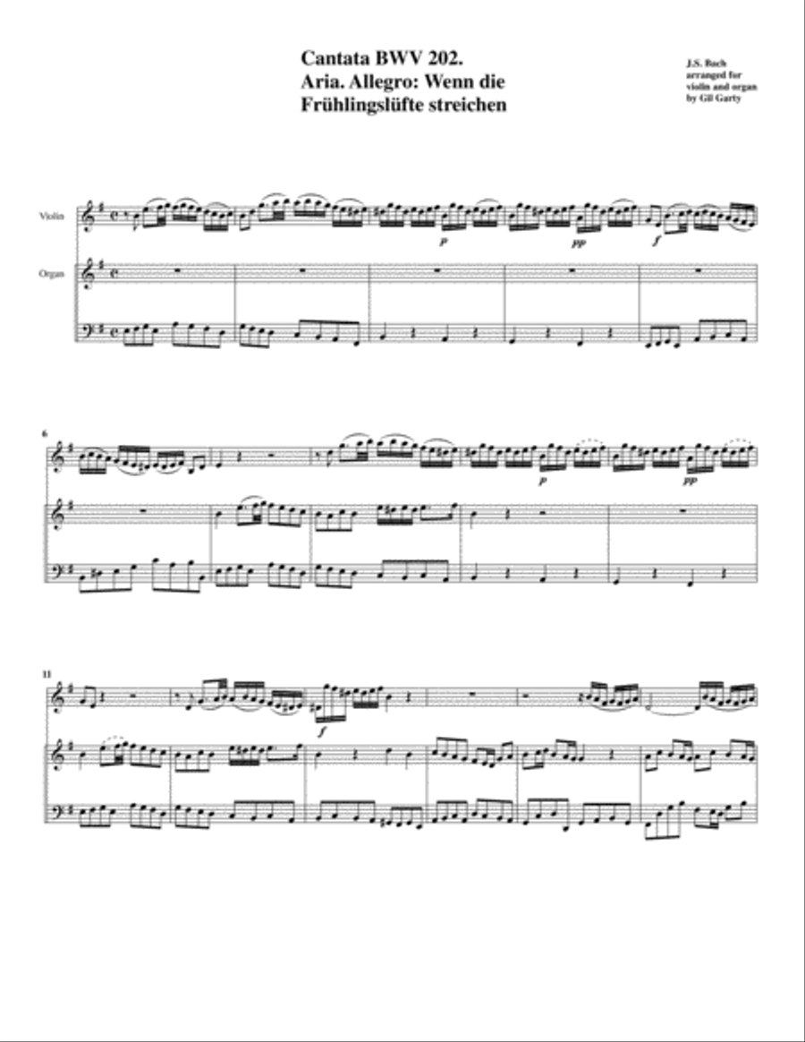Two arias from Cantata BWV 202 (arrangement for violin and organ or harpsichord) Small Ensemble scores gallery preview page 2