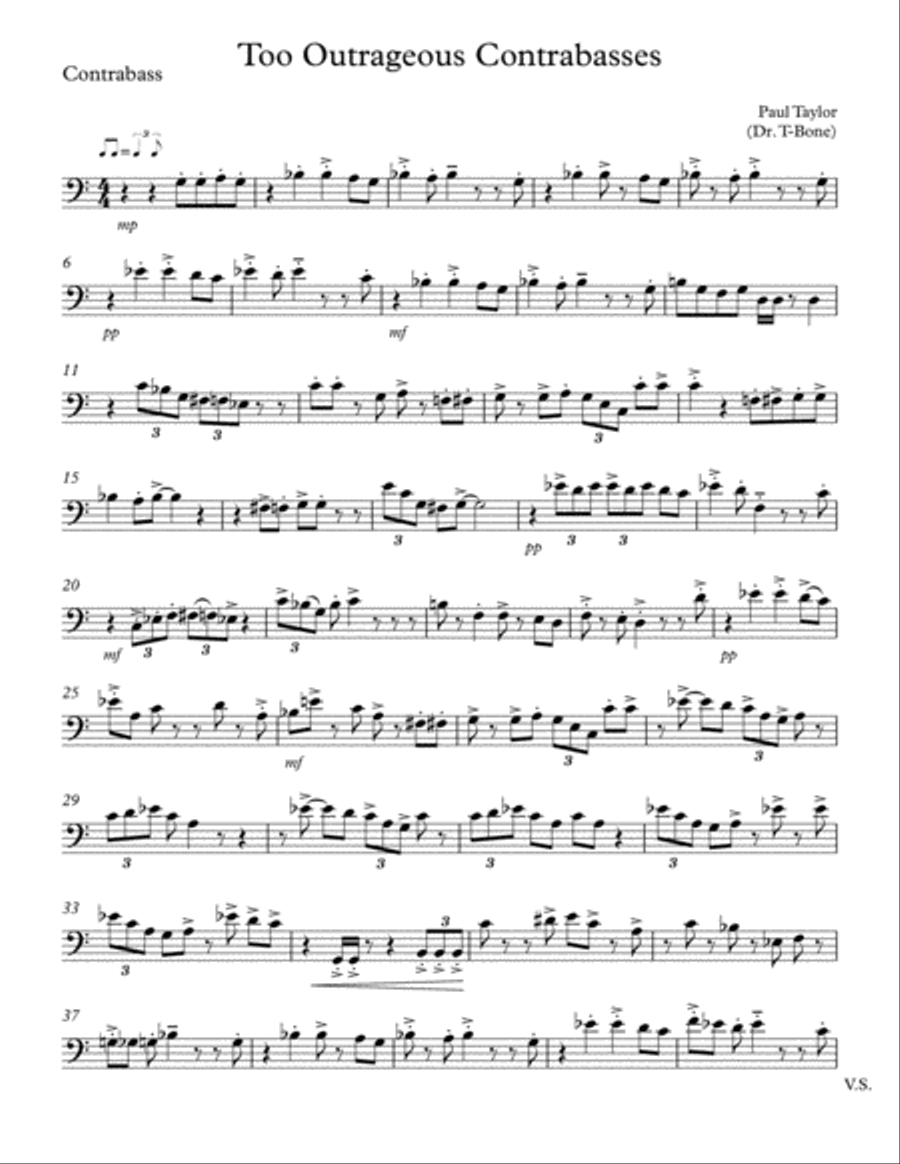 Too Outrageous Contrabasses String Duet scores gallery preview page 4