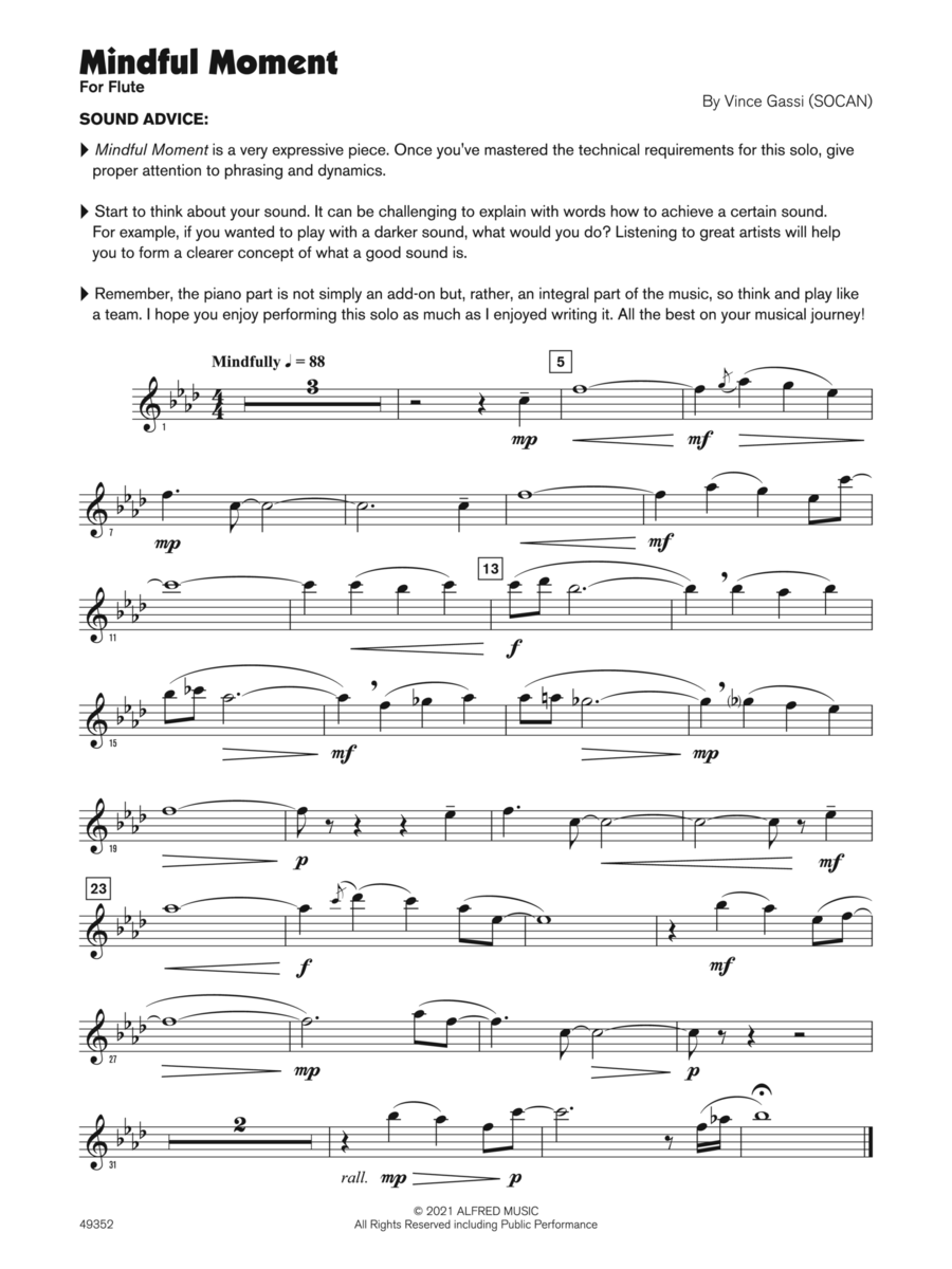 Mindful Moment (Sound Innovations Soloist, Flute) Small Ensemble scores gallery preview page 1