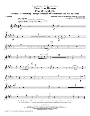 Book cover for Dear Evan Hansen (Choral Highlights) - Alto Sax