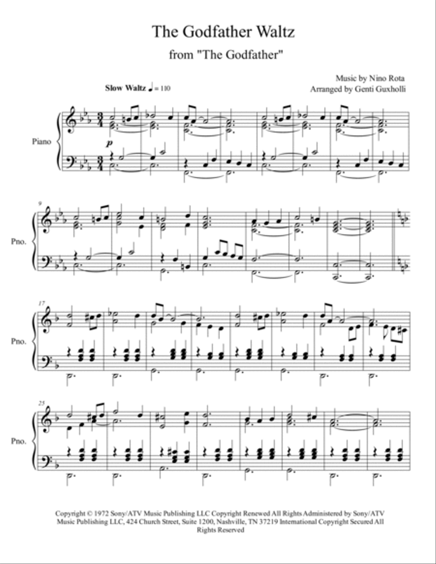The Godfather Waltz Piano Solo scores gallery preview page 2