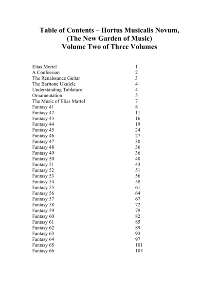 Elias Mertel - Hortus Musicalis Novum, the Fantasies, Volume 2 Transcribed for Baritone Ukulele