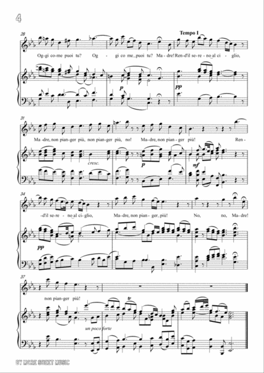 Handel-Rasserena,o Madre…Rend'il sereno al ciglio in b flat minor,for Voice and Piano Voice Solo scores gallery preview page 6