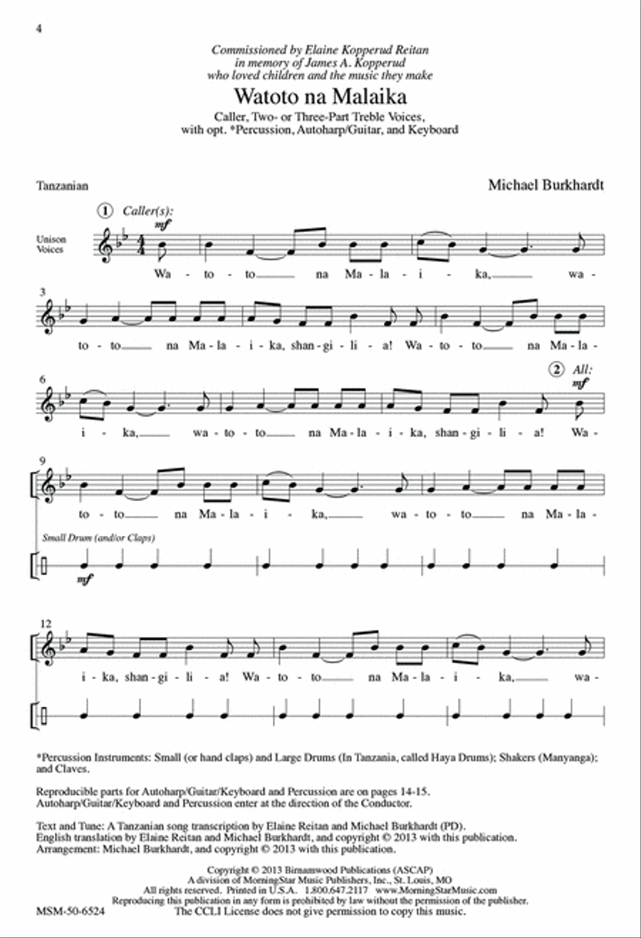 Watoto na Malaika (Children and Angels, Rejoice) SSA scores gallery preview page 4