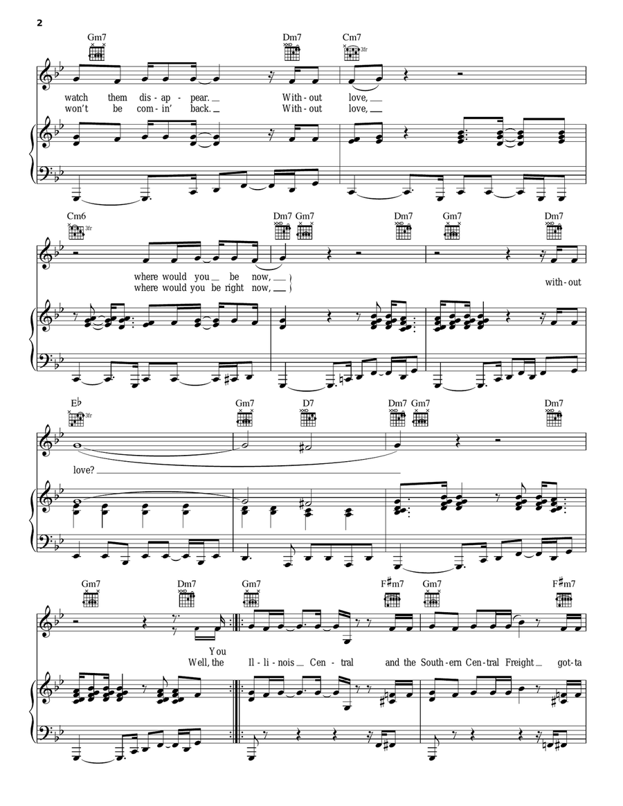 Long Train Runnin' Piano, Vocal, Guitar scores gallery preview page 2