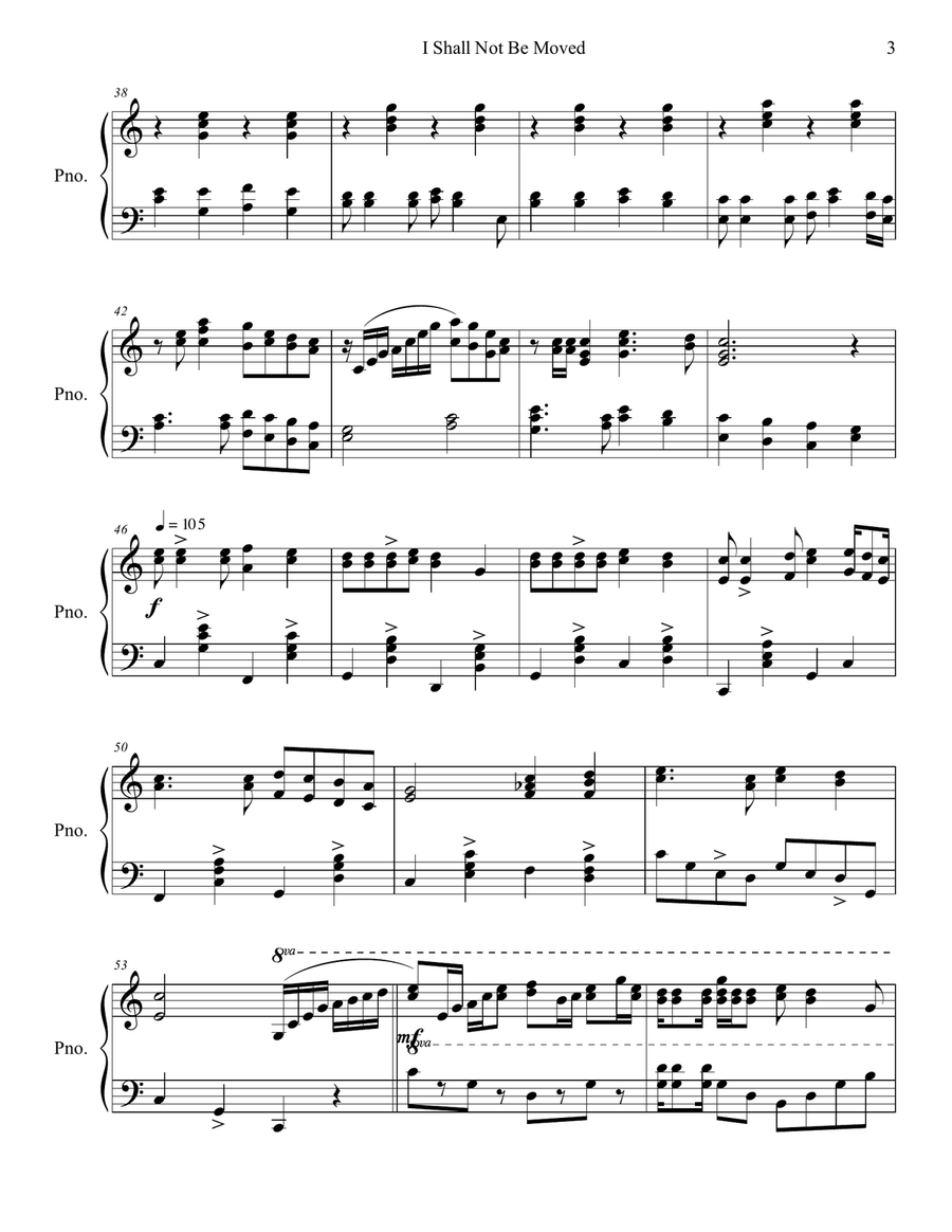 I Shall Not Be Moved Piano Solo scores gallery preview page 3
