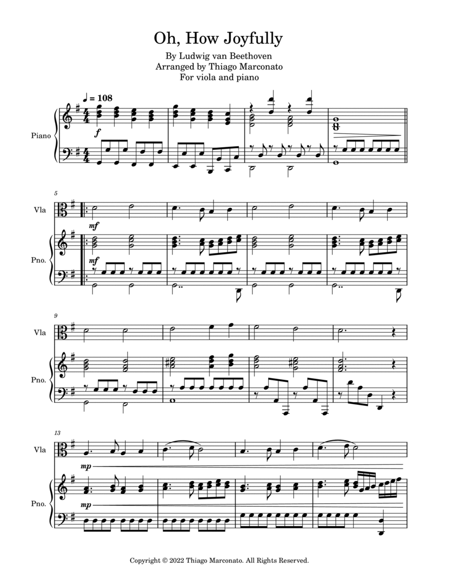 Oh, How Joyfully Oh, How Joyfully Viola scores gallery preview page 1