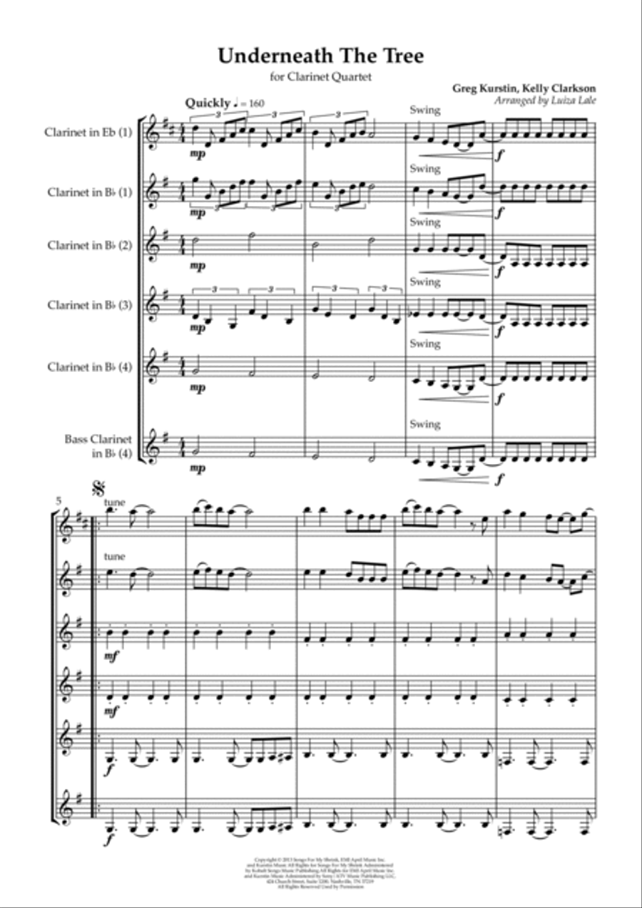 Underneath The Tree Clarinet Quartet scores gallery preview page 2