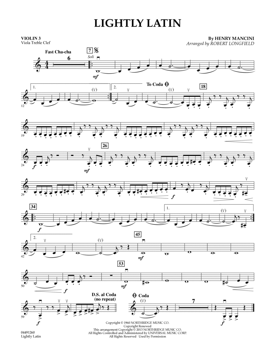 Lightly Latin - Violin 3 (Viola Treble Clef)