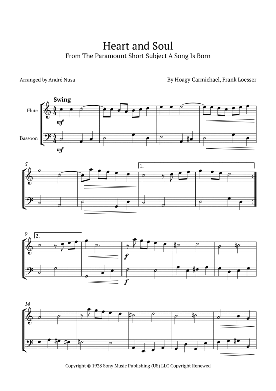 Heart And Soul Woodwind Duet scores gallery preview page 1